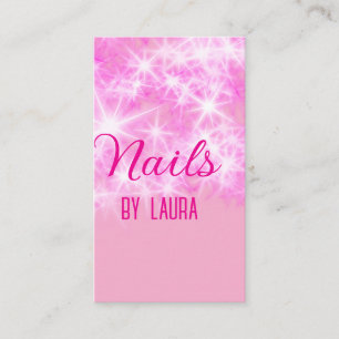 Pink girly pastel glitter nails add name website q business card
