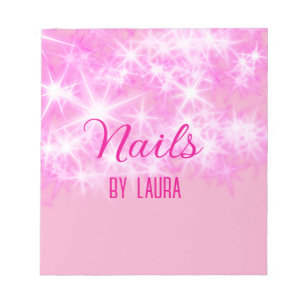 Pink girly pastel glitter nails add name website q notepad