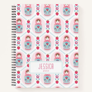 Pink Girly Pattern Monogram Spiral Notebook