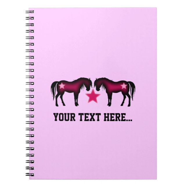Pink Girly Personalised Horse Notebook (Front)