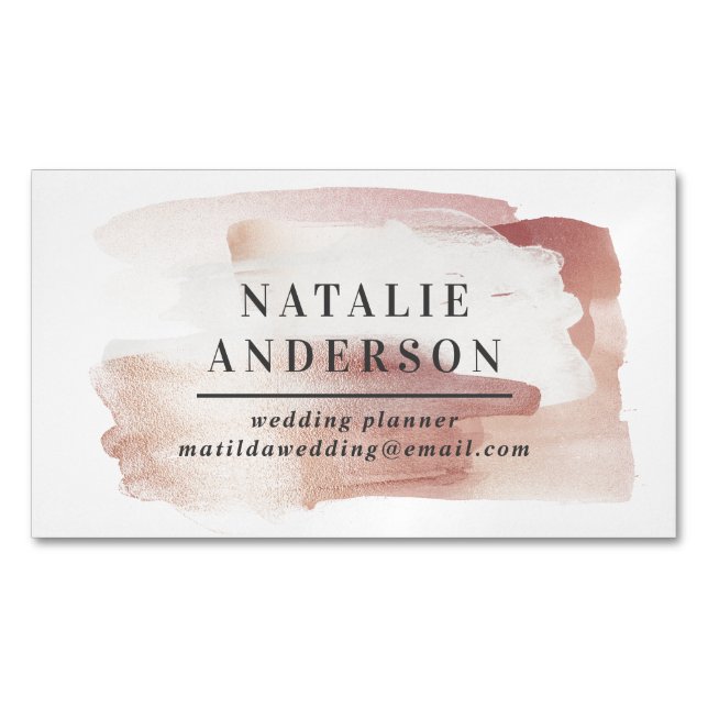Pink girly rose gold modern stylish  	Magnetic business card (Front)