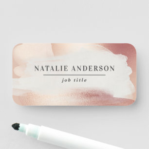 Pink girly rose gold modern stylish name tag