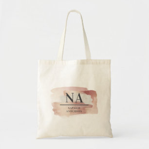 Pink girly rose monogram modern stylish  tote bag