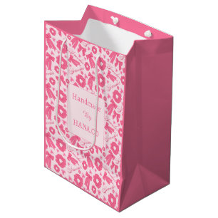 Pink Girly Scrunchies Pattern Cute Hair Accessory  Medium Gift Bag