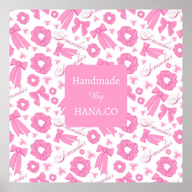 Pink Girly Scrunchies Pattern Cute Hair Accessory  Poster (Front)