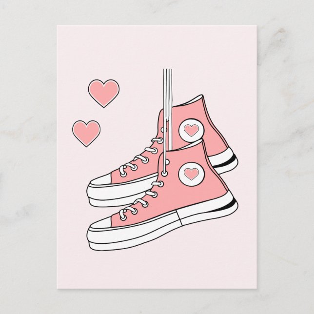 Pink Girly Sneakers Postcard (Front)
