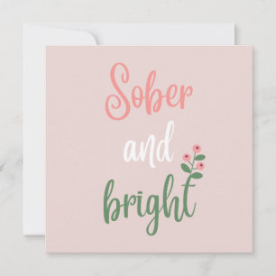 Pink Girly Sober & Bright Sobriety Christmas Card