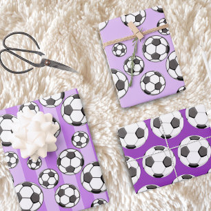 Pink Girly Soccer Ball Pattern Birthday Gift Wrapping Paper Sheet
