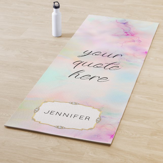 Pink Girly Soft Pastel Gradient Alcohol Ink Custom Yoga Mat (In Situ)
