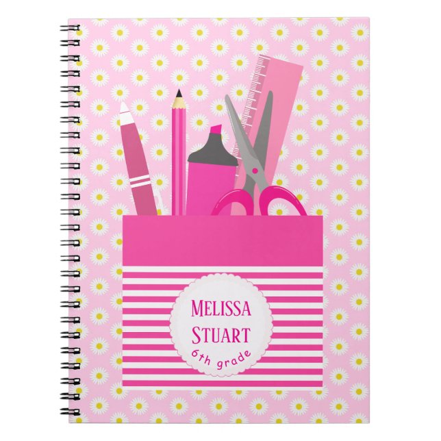 Pink Girly Stationeries Spiral Photo Notebook (Front)