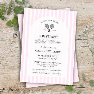 Pink Girly Tennis Country Club Baby Shower Party Invitation