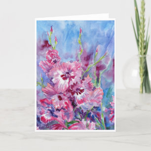 "Pink Gladioli" Blank Notecard