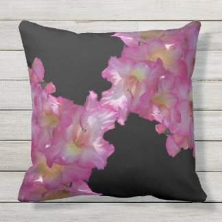 Pink Gladiolus Floral Grapic Outdoor Pillow