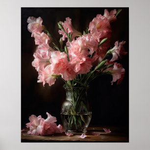 Pink Gladiolus Flowers Art Print Poster