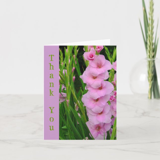 PINK GLADIOLUS "THANK YOU" CARD (Front)
