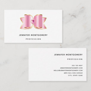 Pink Glam Bow with a Centre Gemstone Business Card