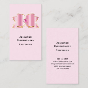 Pink Glam Bow with a Centre Gemstone Business Card
