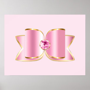 Pink Glam Bow with a Centre Gemstone Poster