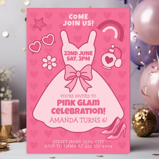 Pink Glam Celebration Birthday Party Invitation (Creator Uploaded)