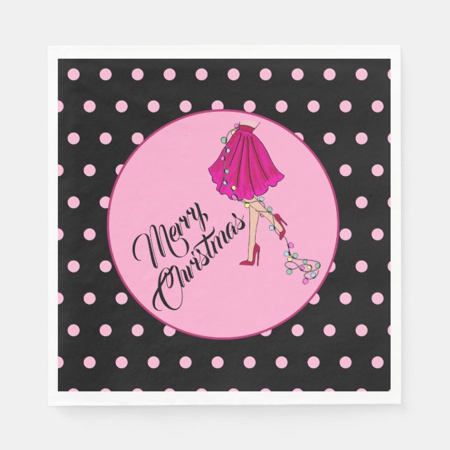 Pink Glam Christmas  Napkin (Front)