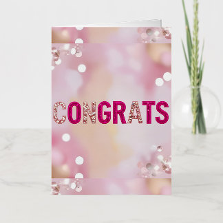 Pink Glam "Congrats"  Foil Greeting Card