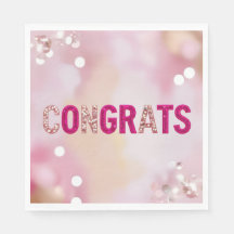 Pink Glam "Congrats" party napkins