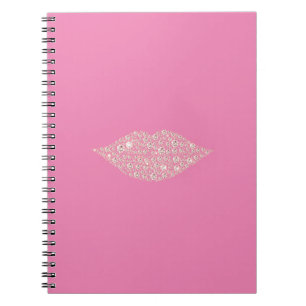 Pink Glam Diamond Lips Kiss Notebook