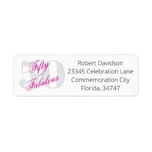 Pink Glam Fiftieth Milestone Return Address Label