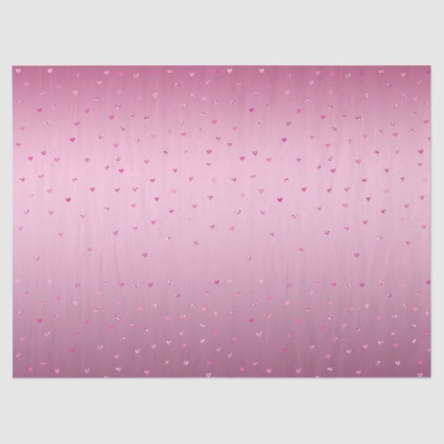 Pink Glam Glitter Hearts Birthday Tissue Paper (Front)
