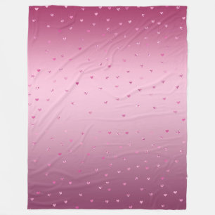Pink Glam Glitter Hearts Fleece Blanket