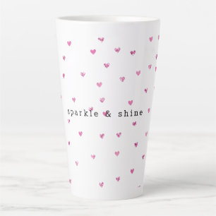Pink Glam Glitter Hearts Latte Mug