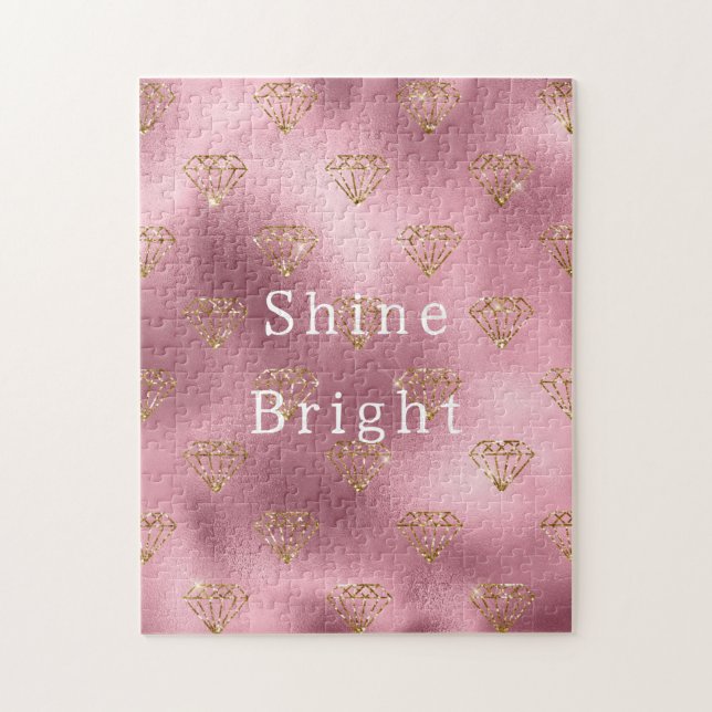 Pink Glam Gold Diamonds Jigsaw Puzzle (Vertical)