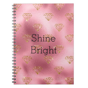 Pink Glam Gold Diamonds Notebook