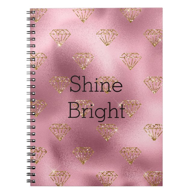 Pink Glam Gold Diamonds Notebook (Front)