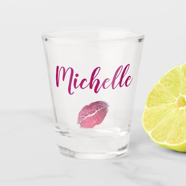 Pink Glam Lips Shot Glass (Front)