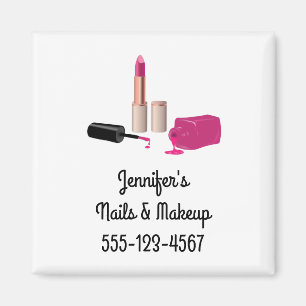 Pink Glam Lipstick & Nail Polish Beauty Themed Magnet
