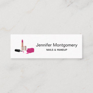 Pink Glam Lipstick & Nail Polish Beauty Themed Mini Business Card