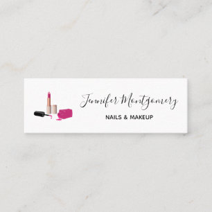 Pink Glam Lipstick & Nail Polish Beauty Themed Mini Business Card