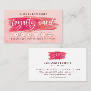 Pink Glam Nail Polish Brush Stroke Beauty Loyalty Business Card