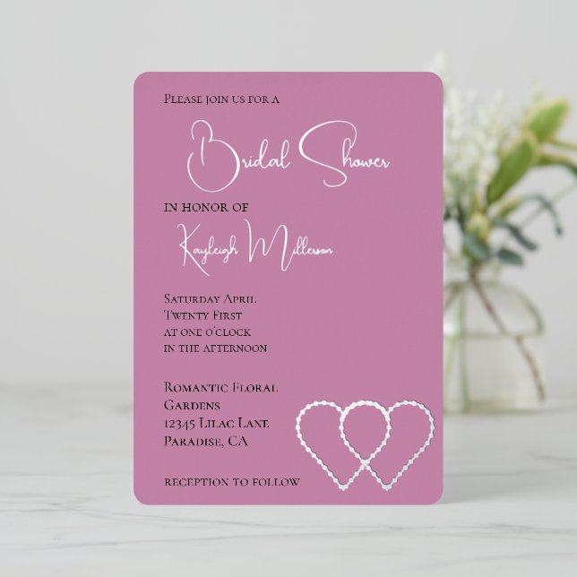 Pink Glam Pearl Two Hearts Bridal Shower (Standing Front)