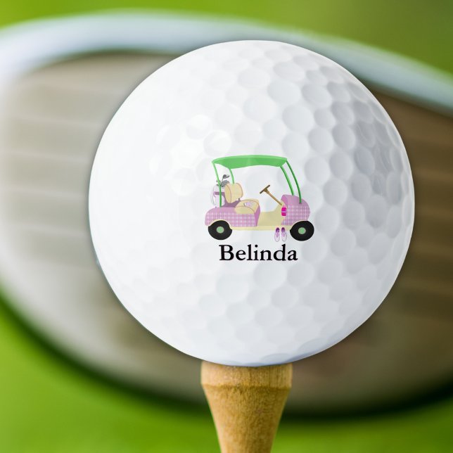 Pink Glamourous Golf Cart With Name Golf Balls (Creator Uploaded)
