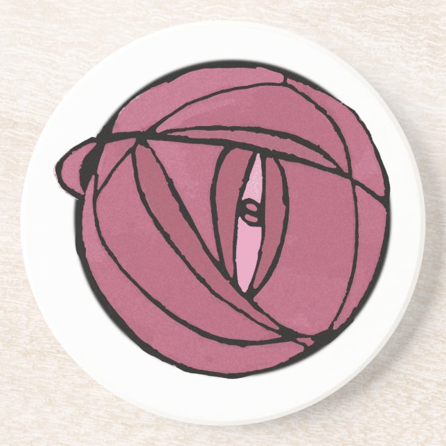 Pink Glasgow Rose Coaster (Front)