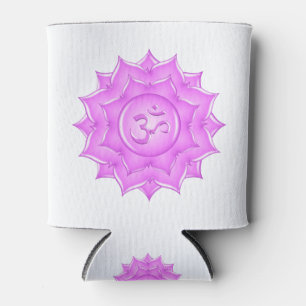Pink Glass Lotus Flower Om Symbol Drawing Can Cooler