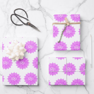 Pink Glass Lotus Flower Om Symbol Drawing Wrapping Paper Sheet