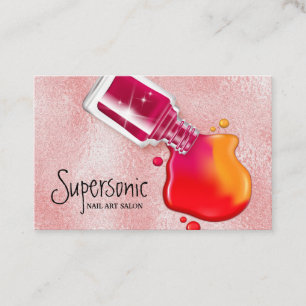 Pink glass texture polish nail art salon business card