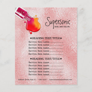 Pink glass texture polish nail art salon flyer