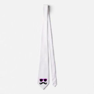Pink Glasses Moustache Retro Tie