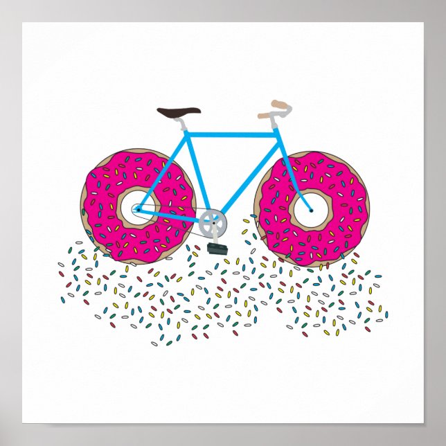 Pink Glazed Doughnut Wheels Bicycle with Sprinkles Poster (Front)