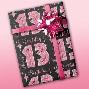 Pink Glitter 13th Birthday  Wrapping Paper