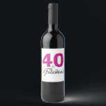 Pink Glitter 40 and Fabulous 40th Birthday Party Wine Label<br><div class="desc">Celebrate turning 40 in style with this elegant 40th birthday design. The words 40 and Fabulous in hot pink glitter and black are set using modern typography. Matching products such as party supplies and birthday party invitations are available in our store. If you need any help please contact us through...</div>